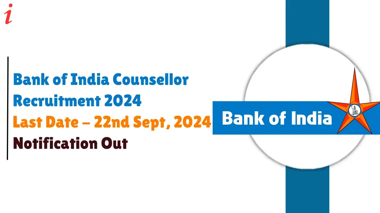 Bank of India Counsellor Recruitment 2024